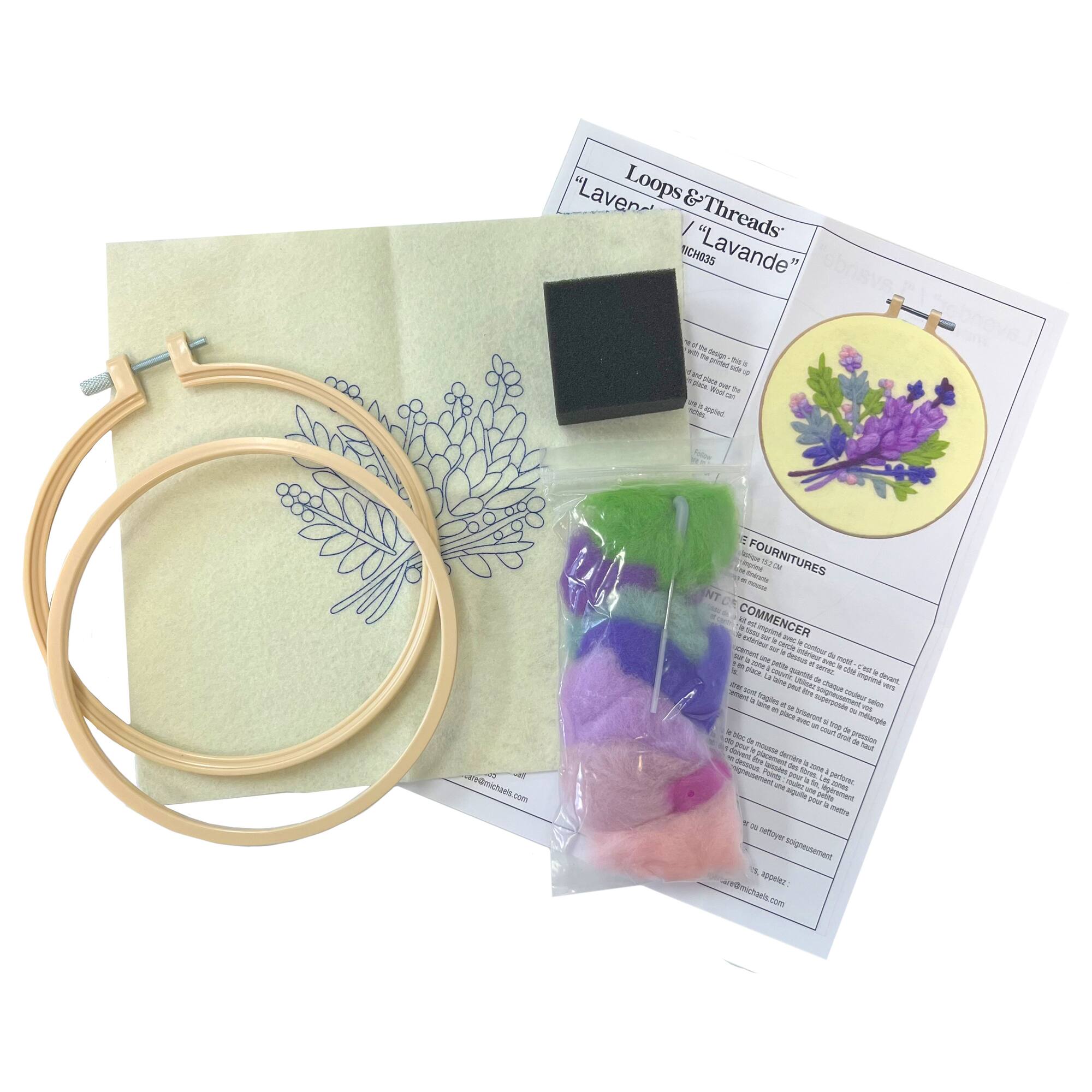 6" Lavender Needle Felting Kit with Hoop by Loops & Threads®